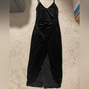 Black Velvet Dress with Slit